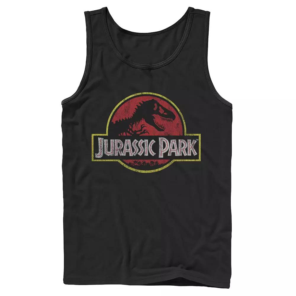 Men's Jurassic Park Beige Flat Movie Logo Tank Top,  Product Image