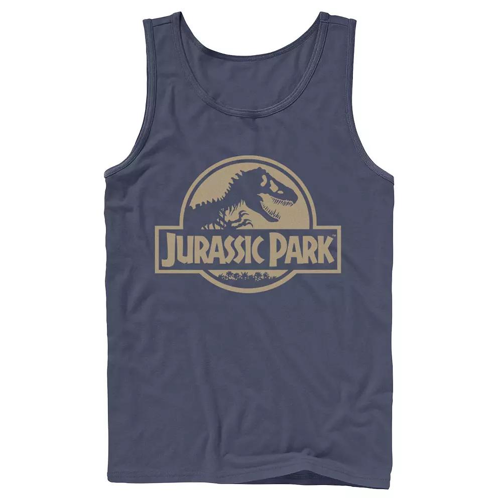 Men's Jurassic Park Beige Flat Movie Logo Tank Top,  Product Image