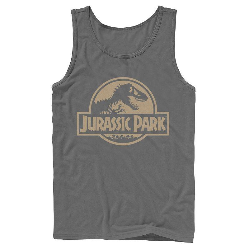Men's Jurassic Park Beige Flat Movie Logo Tank Top,  Product Image