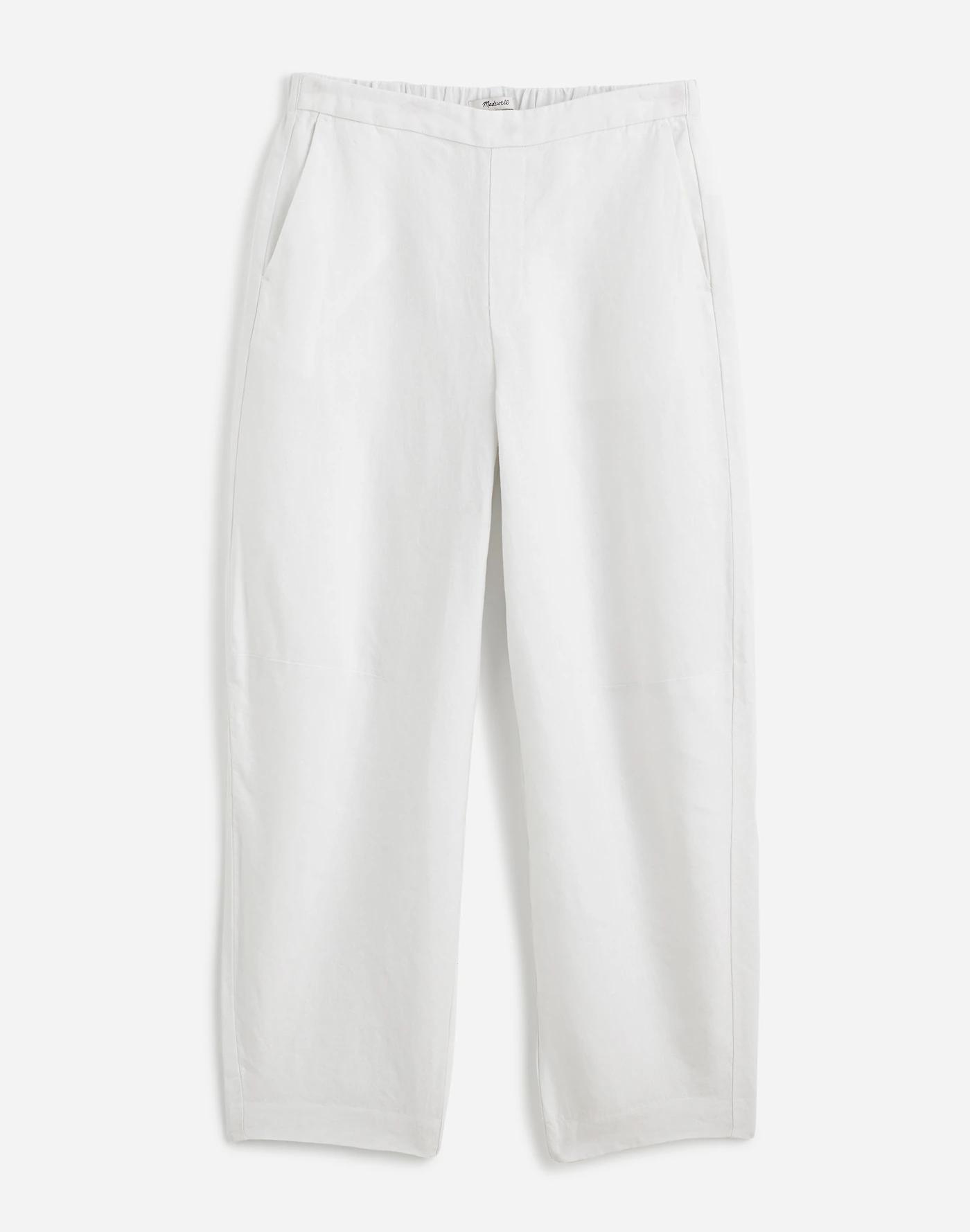 Petite Pull-On Barrel Pants in 100% Linen Product Image