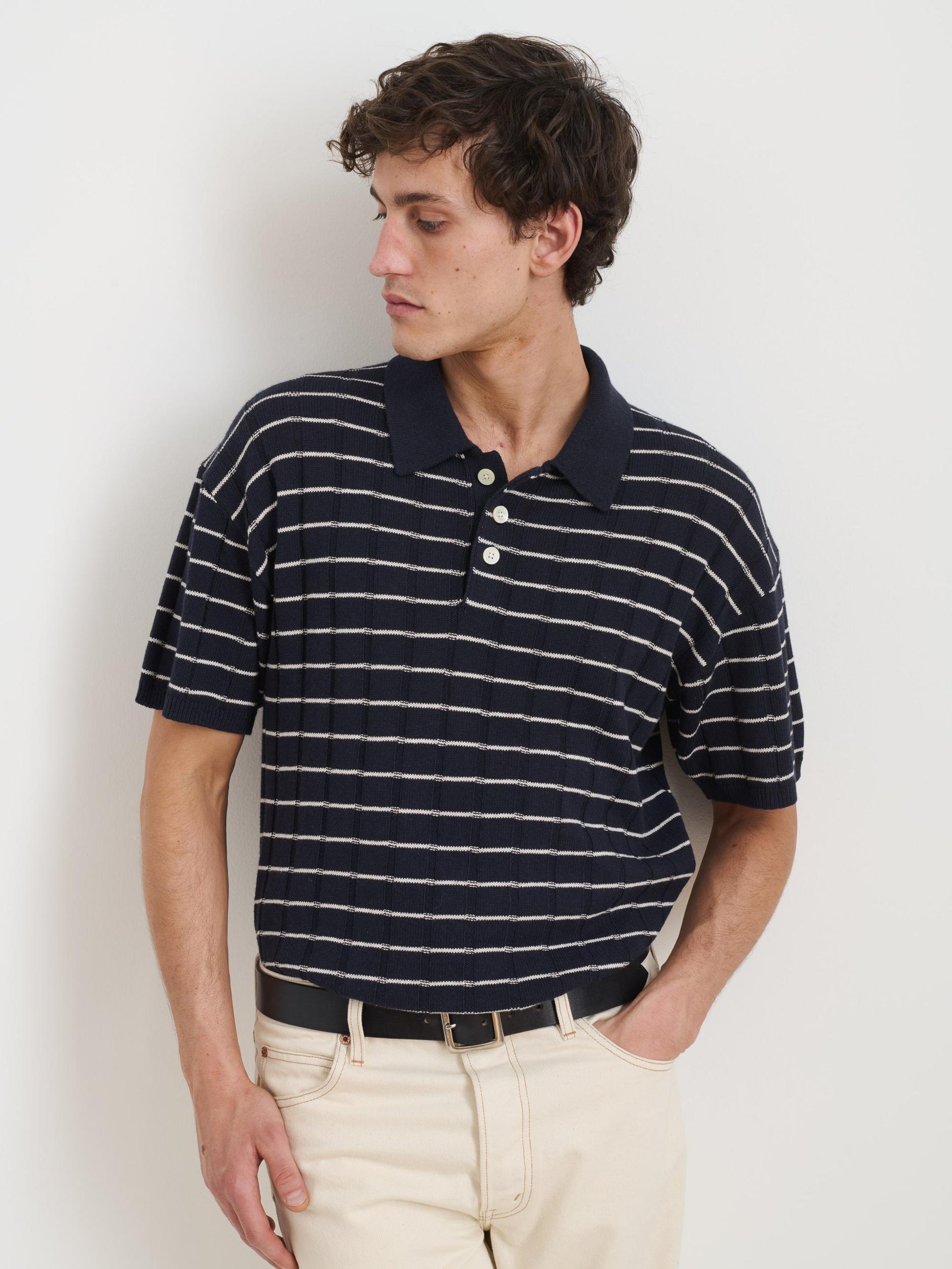 Polo Stripe Sweater In Wide Rib Product Image
