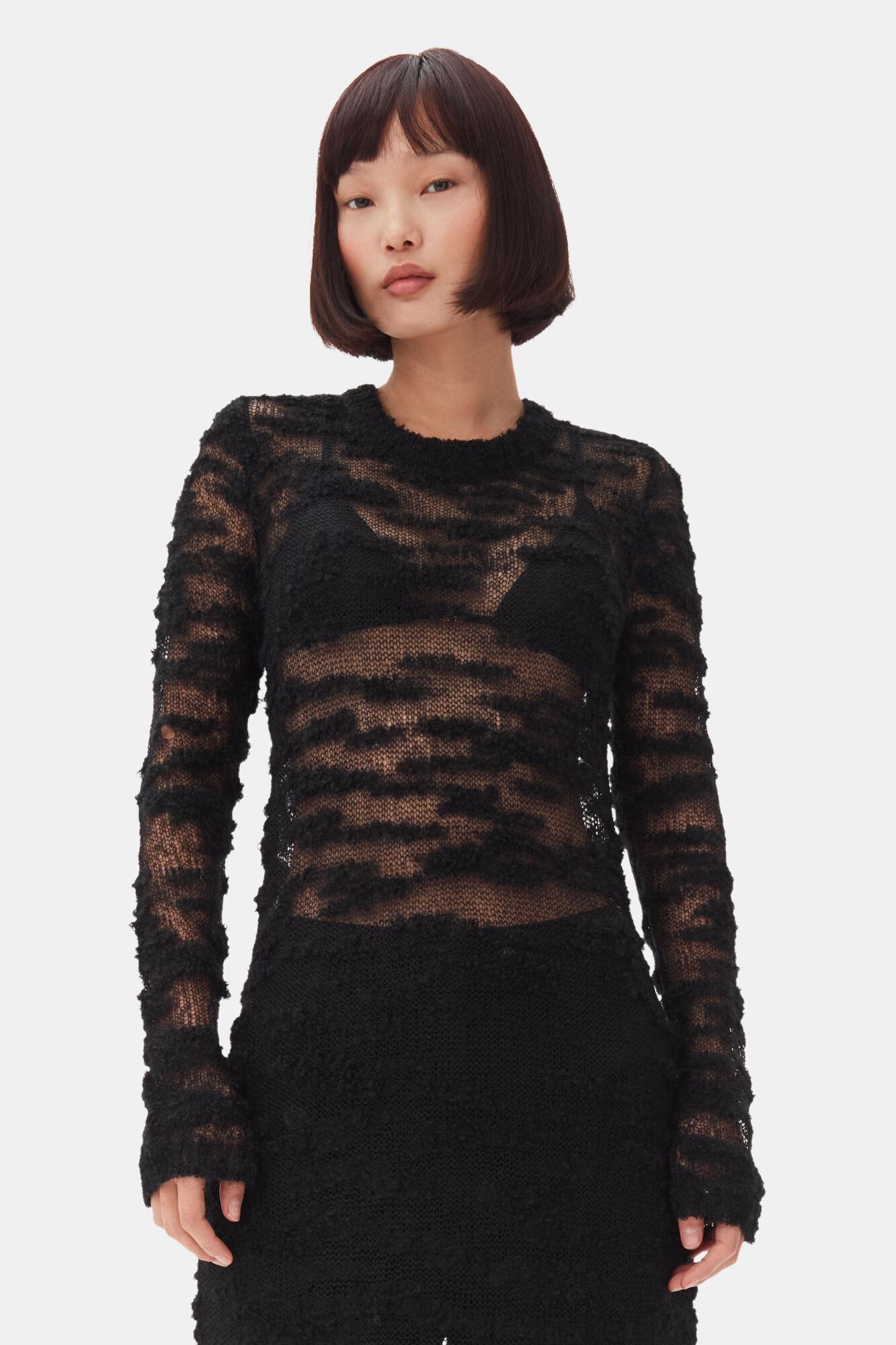 Black Boucle Maxi Dress Product Image