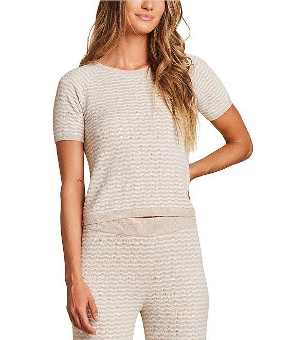 Barefoot Dreams CozyChic Ultra Lite Pointelle Short Sleeve Coordinating Lounge Top Product Image