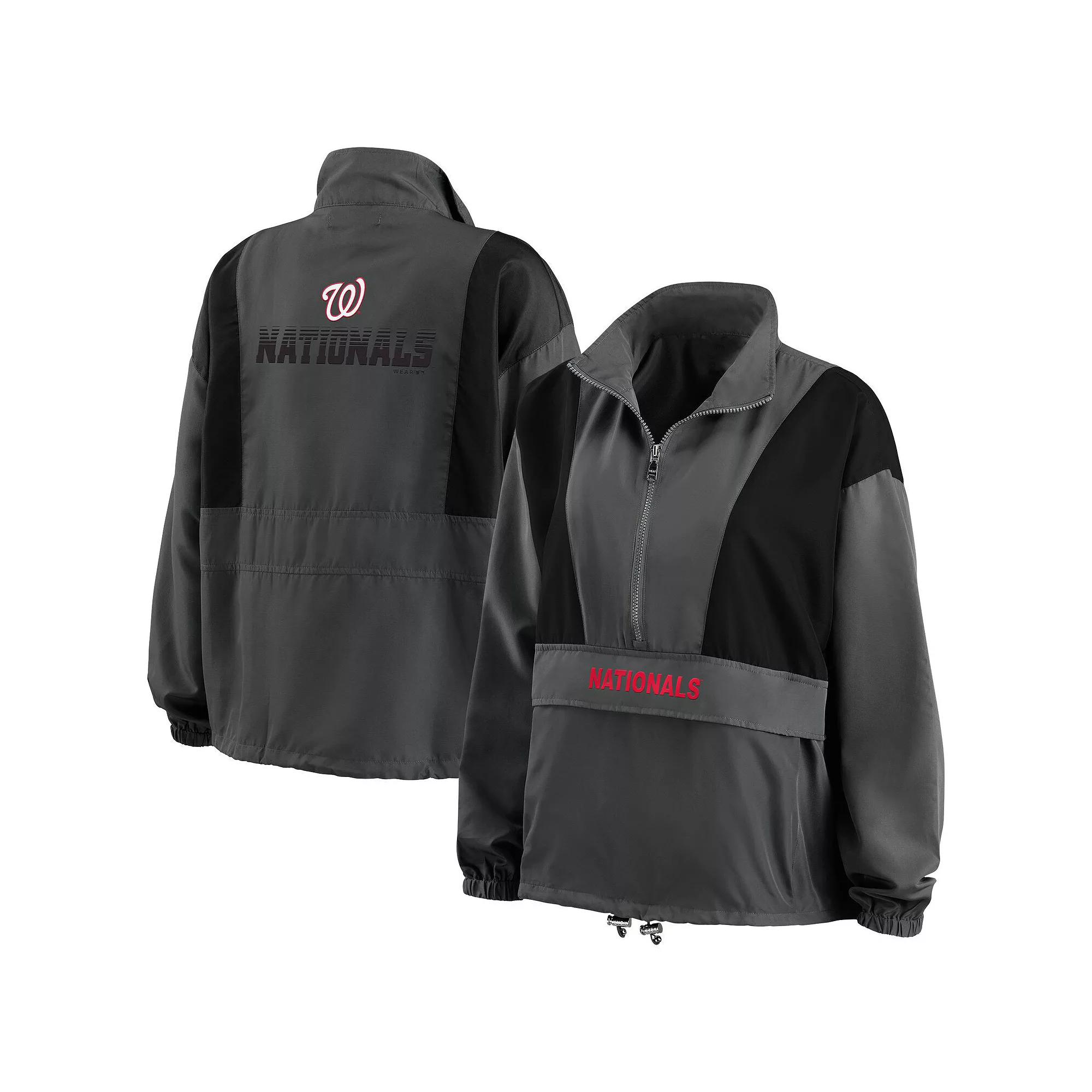 Women's WEAR by Erin Andrews Charcoal Chicago Cubs Packable Half-Zip Jacket,  Product Image