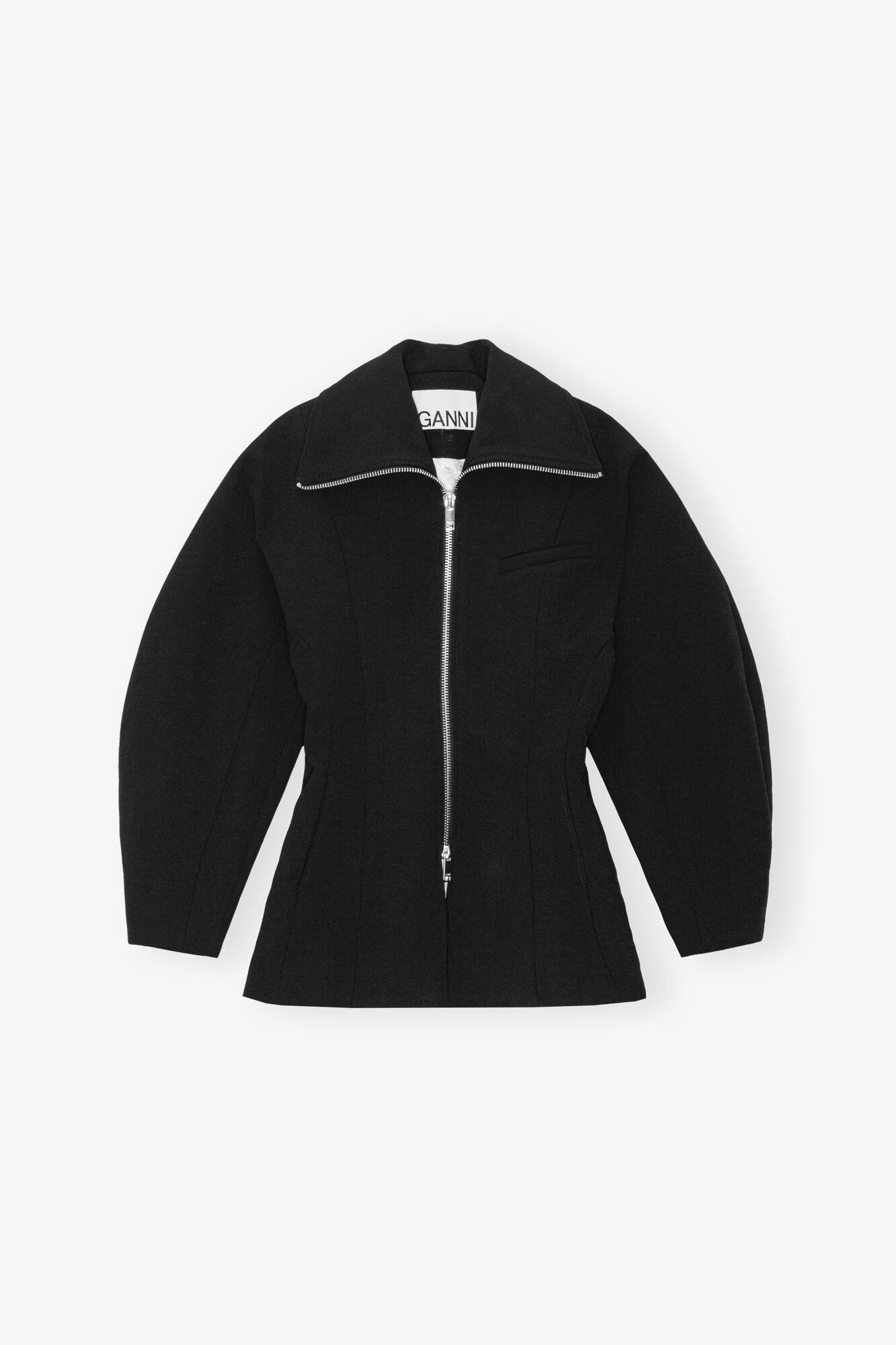 Black Bonded Crepe Curve Sleeve Jacket Product Image