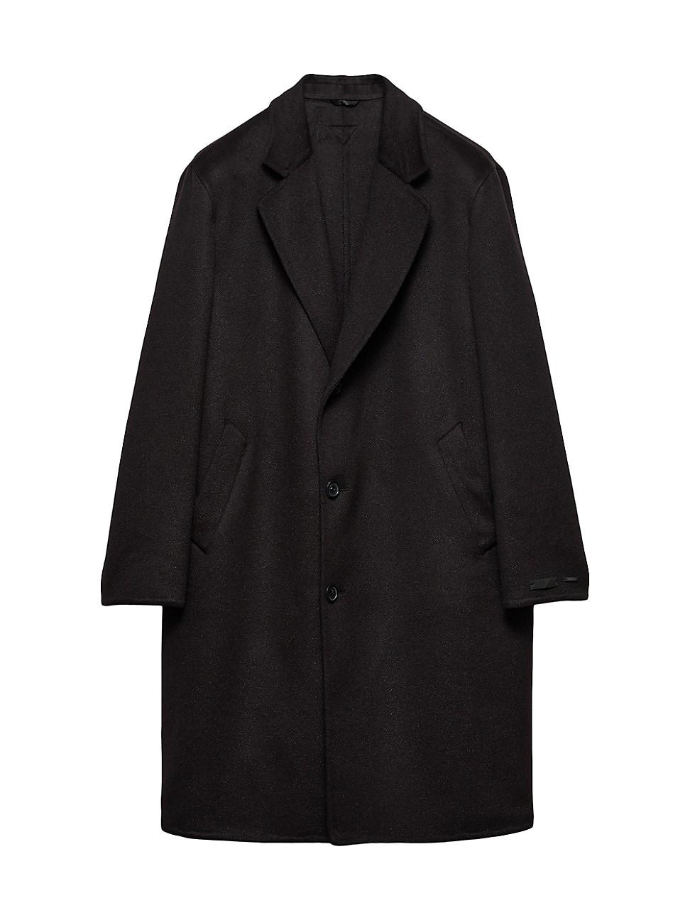 Mens Single-Breasted Wool Blend Coat Product Image