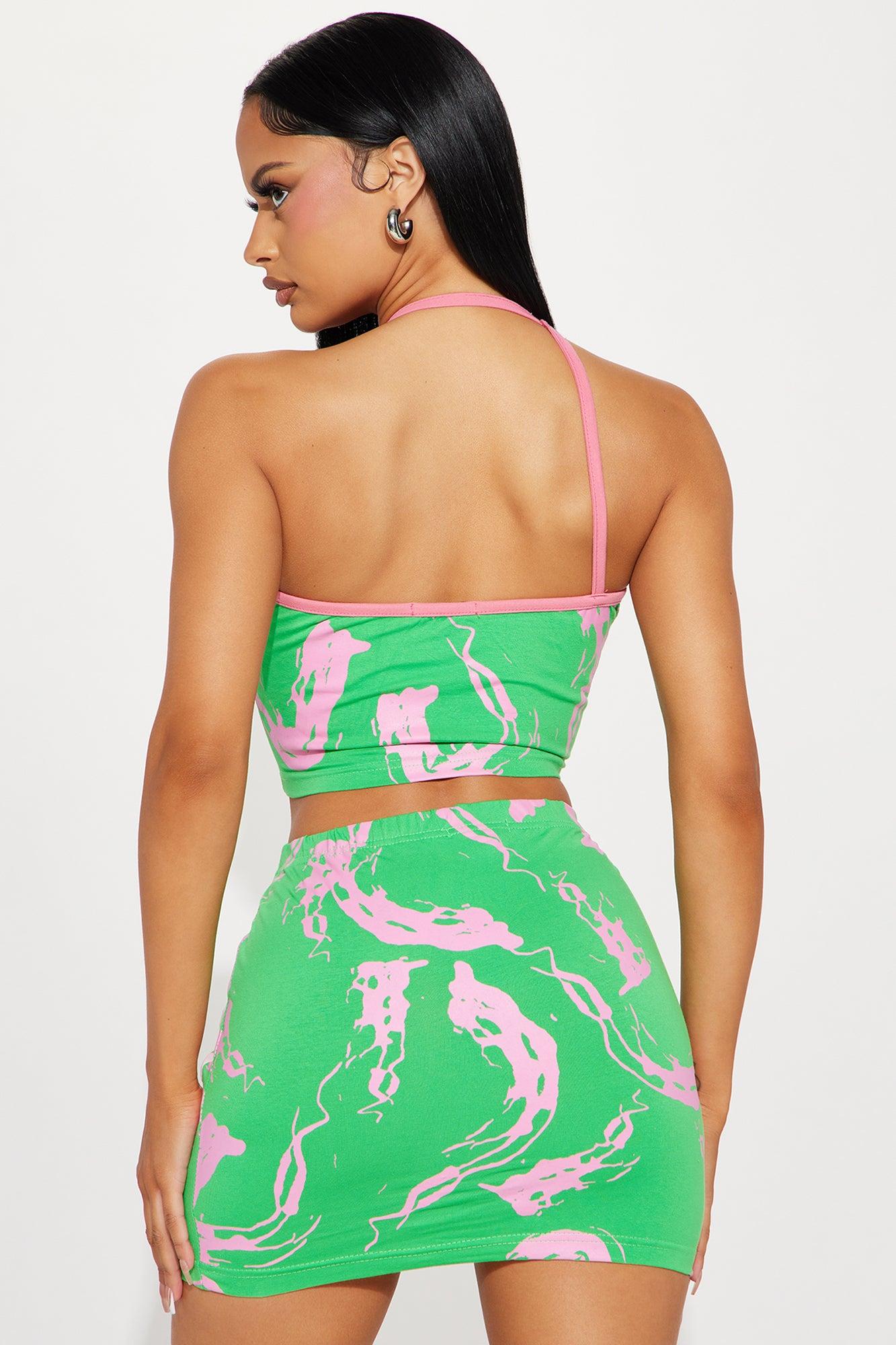 Endless Waves Skirt Set - Green/combo Product Image