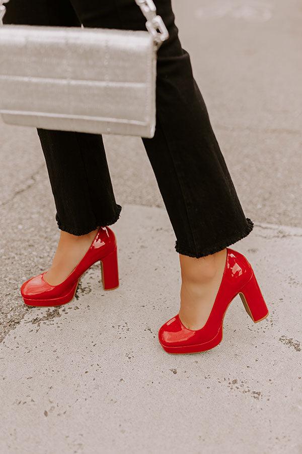 The Caroline Patent Heel in Red Product Image