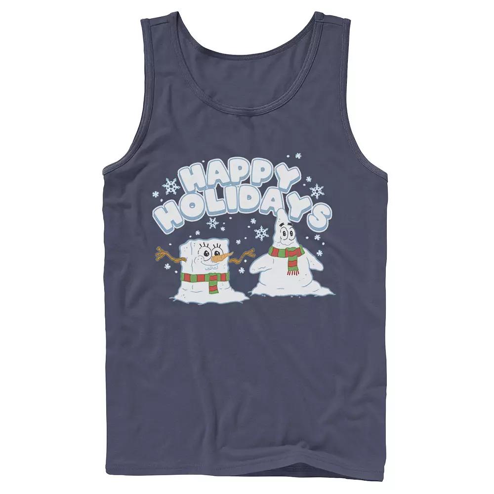 Men's Nickelodeon SpongeBob SquarePants Snowmen Happy Holidays Tank Top,  Product Image