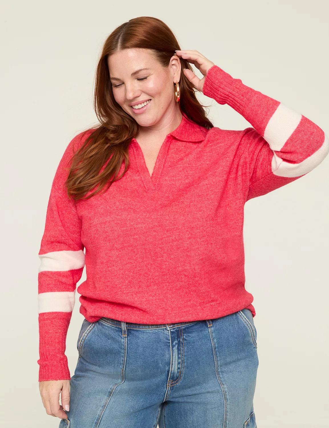 V-Neck Collar Sweater Product Image