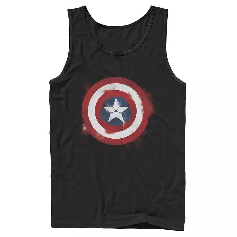 Men's Captain America Smudged Paint Shield Painting Graphic Tank,  Product Image