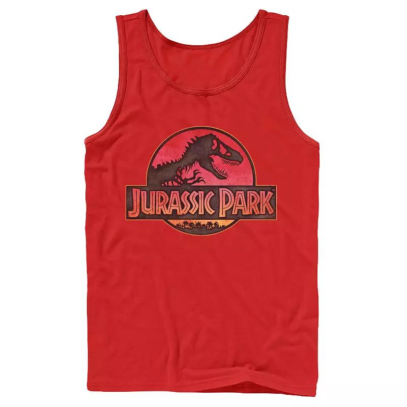 Men's Jurassic Park Neon Sign Fossil Logo Tank Top,  Product Image
