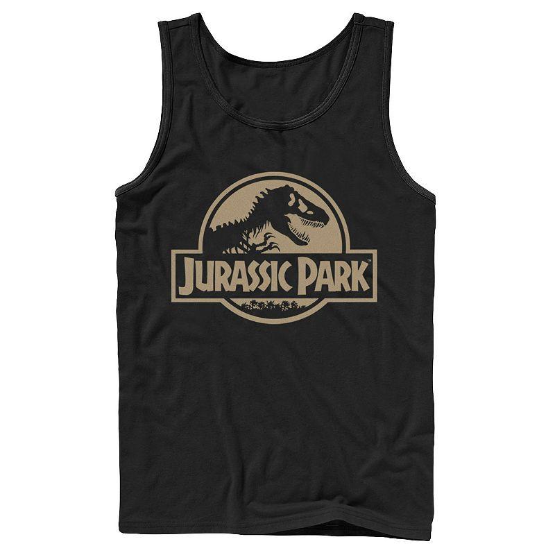 Men's Jurassic Park Beige Flat Movie Logo Tank Top,  Product Image