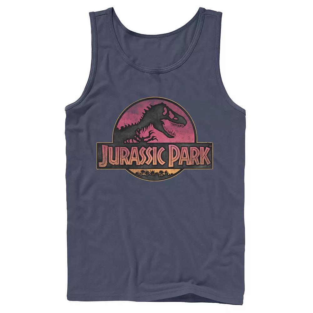Men's Jurassic Park Neon Sign Fossil Logo Tank Top,  Product Image