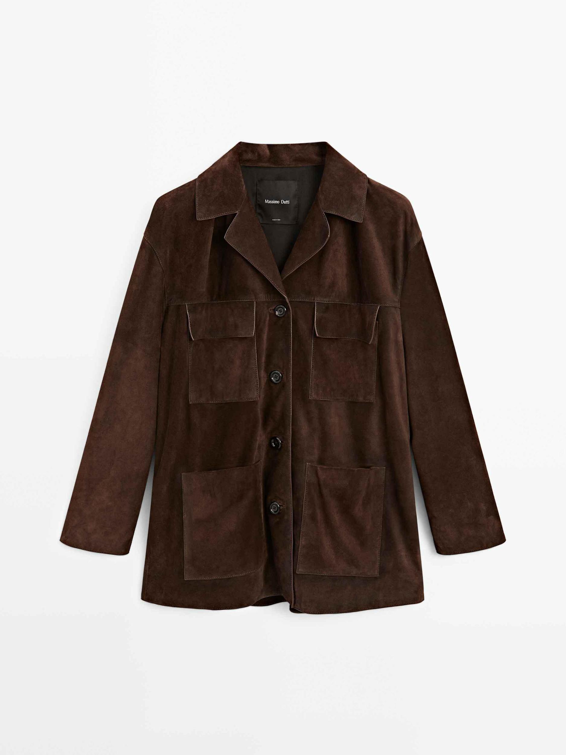 Split suede leather jacket with pockets Product Image