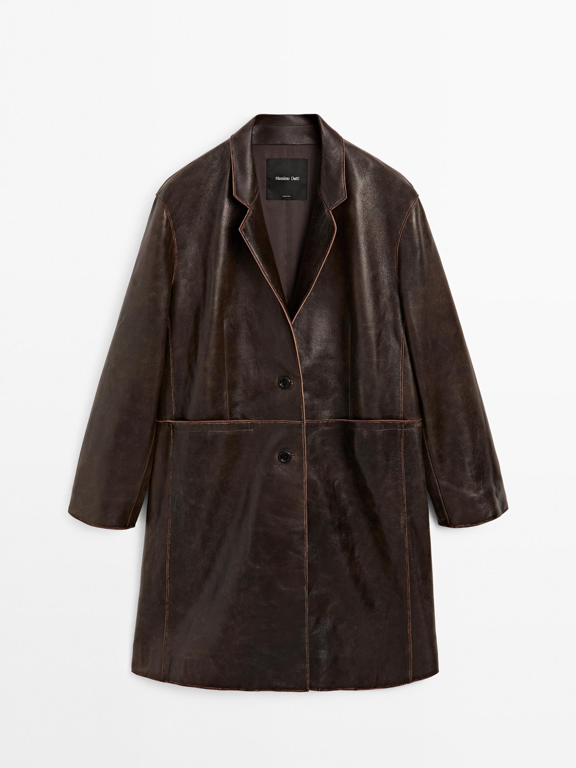 Distressed nappa leather coat Product Image
