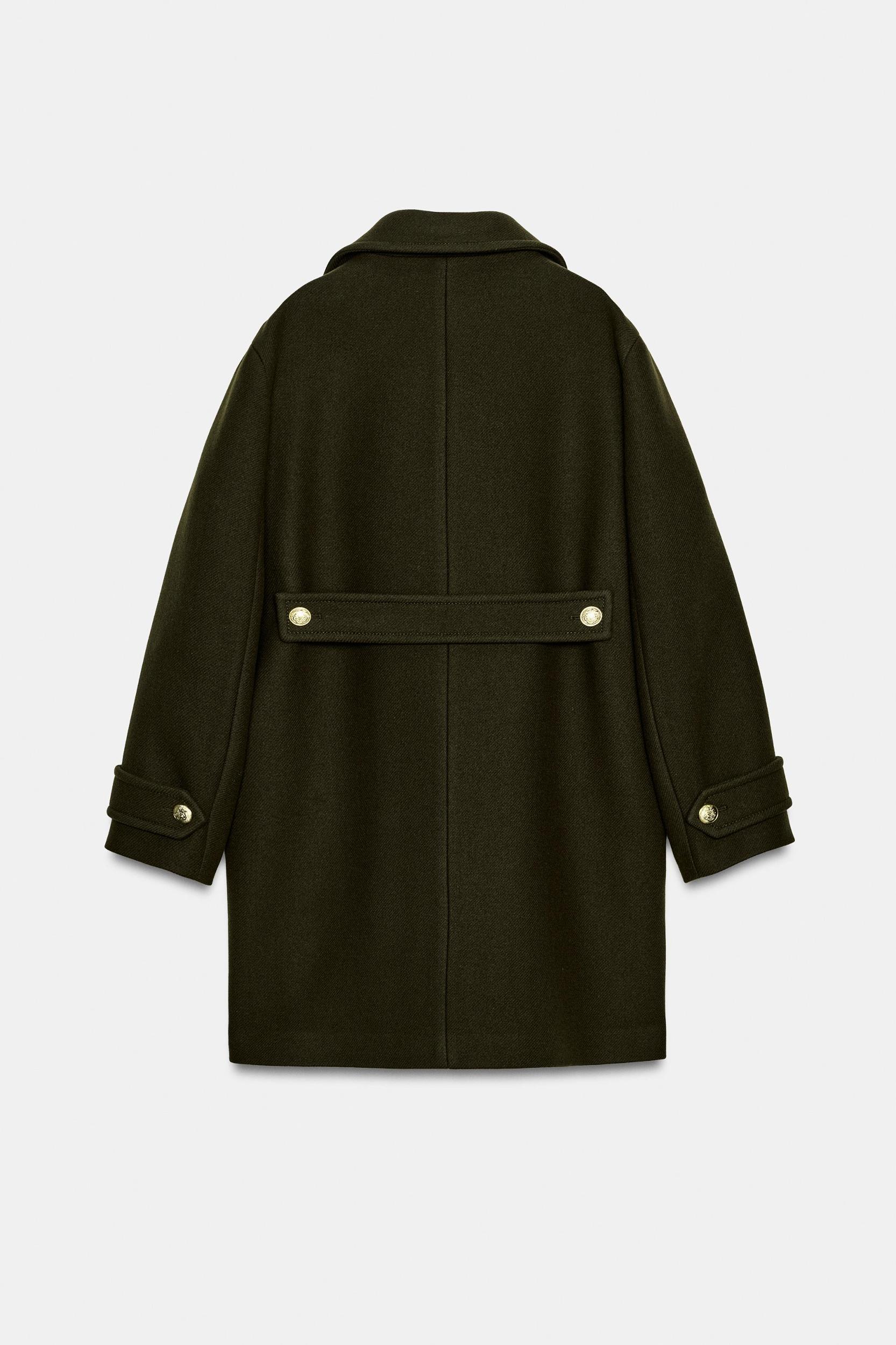 ASYMMETRIC MANTECO WOOL BLEND COAT WITH BUTTONS ZW COLLECTION Product Image