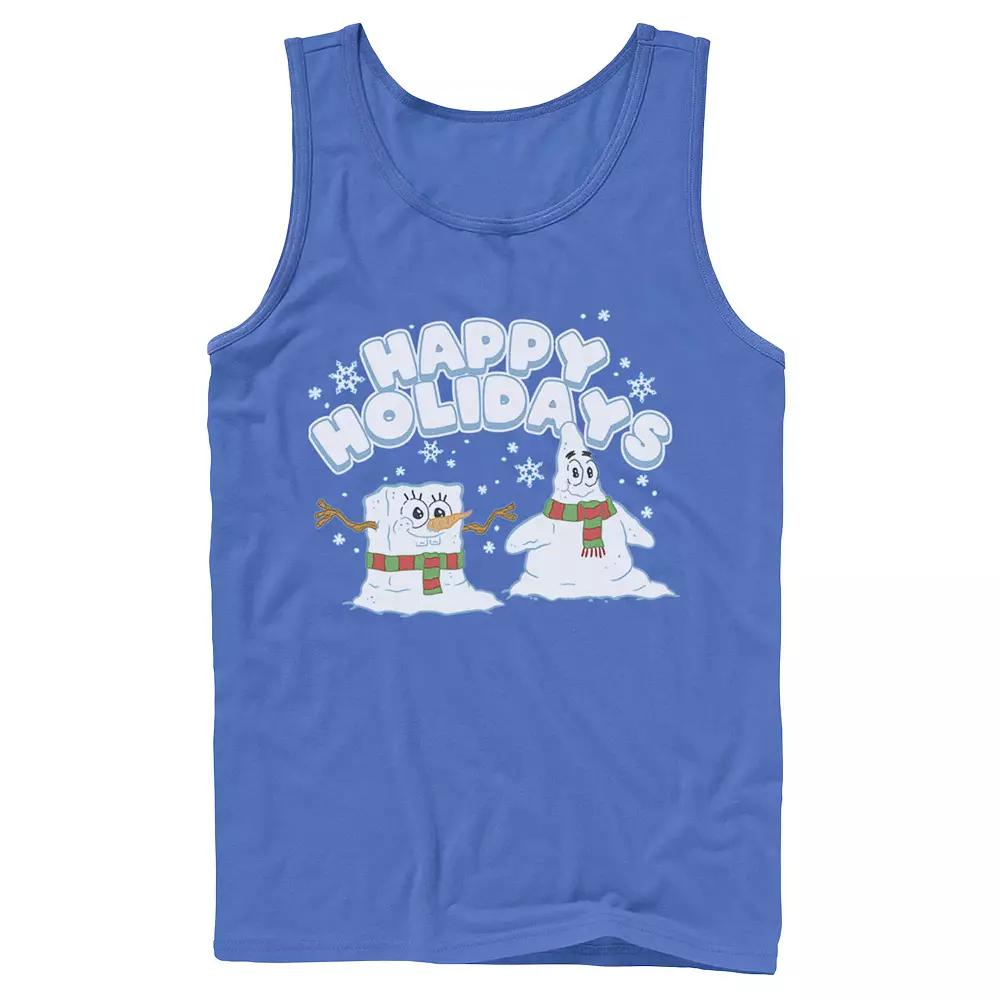 Men's Nickelodeon SpongeBob SquarePants Snowmen Happy Holidays Tank Top,  Product Image