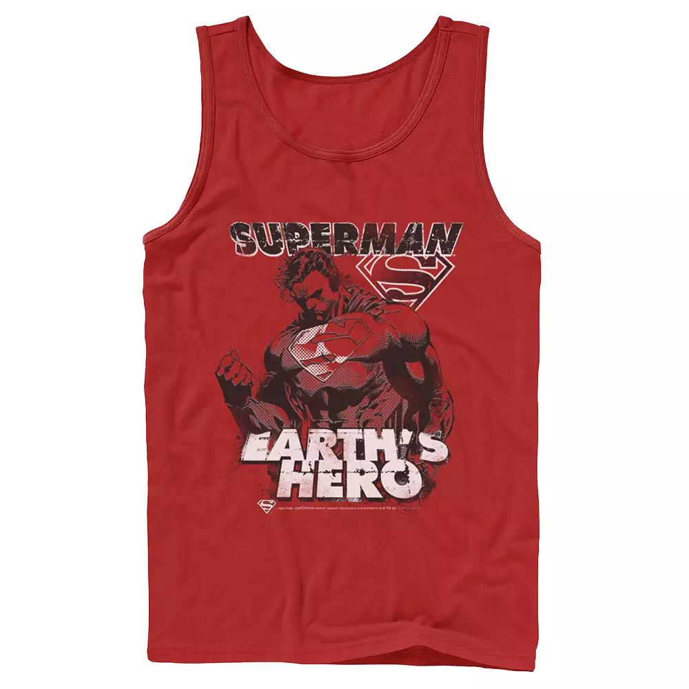 Men's DC Comics Superman Earth's Hero Sketched Poster Tank Top,  Product Image