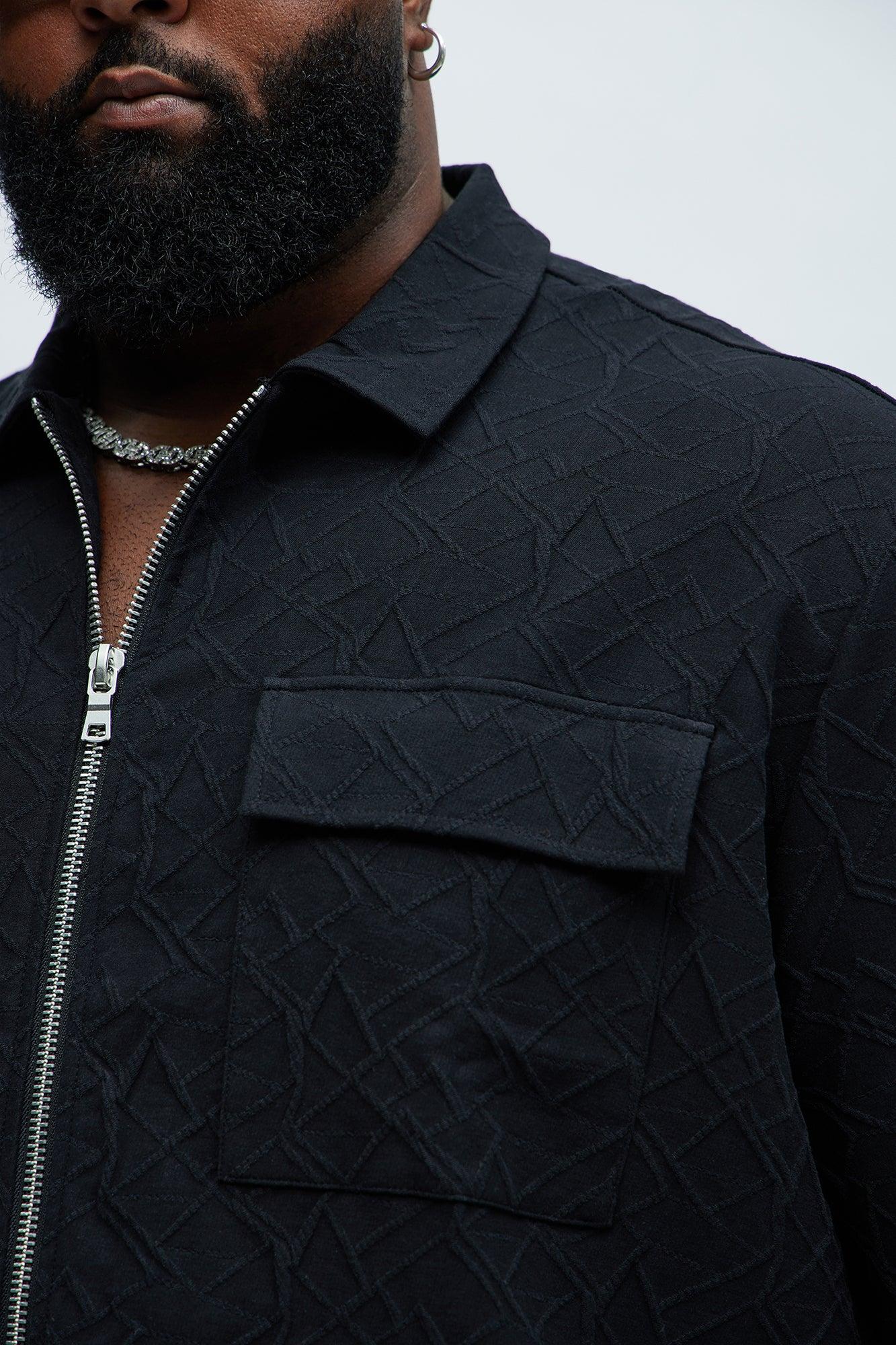 Gerrish Textured Boxy Shirt - Black Product Image