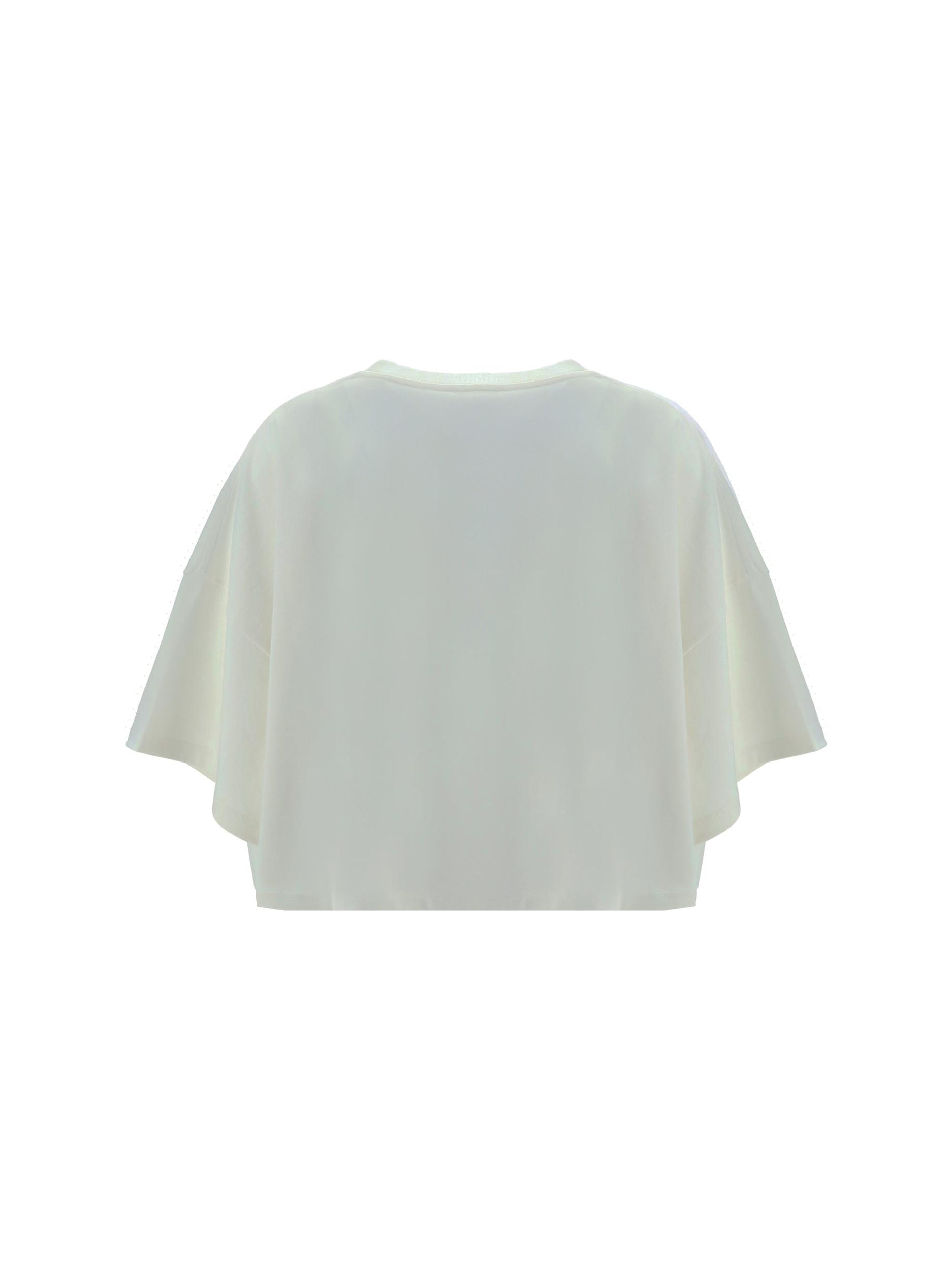 CHLOÉ White Cropped Crewneck T-shirt With Maxi Logo Print On The Front In Cotton Woman In Multicolor Product Image