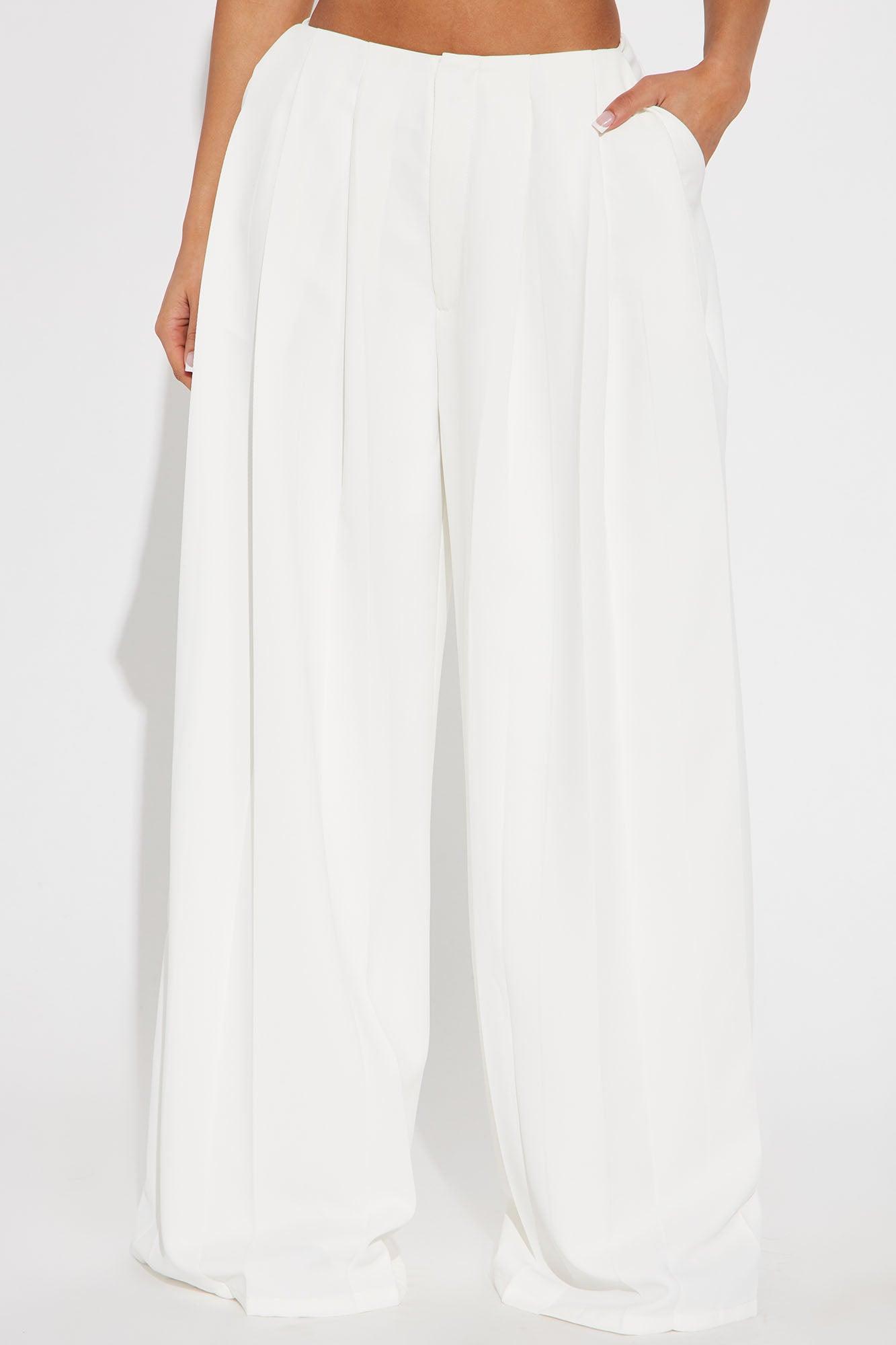 Blaire Wide Leg Trouser - White Product Image