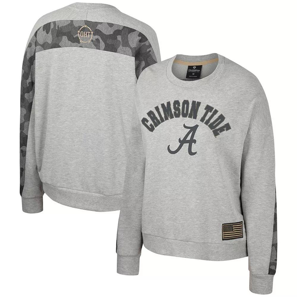 Women's Colosseum Heather Gray Georgia Bulldogs OHT Military Appreciation Flag Rank Dolman Pullover Sweatshirt,  Product Image