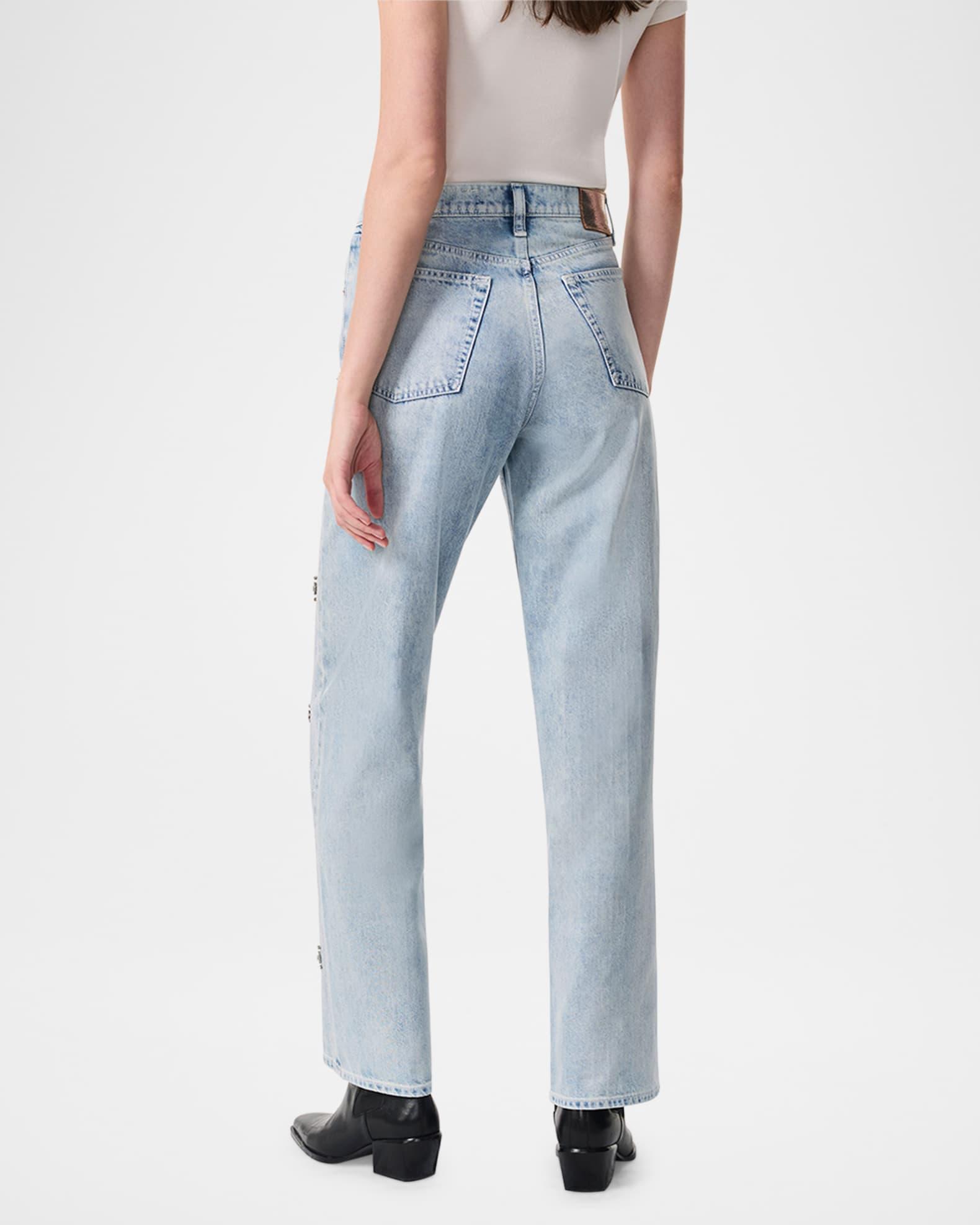Shea High-Rise Relaxed Straight Embellished Jeans Product Image