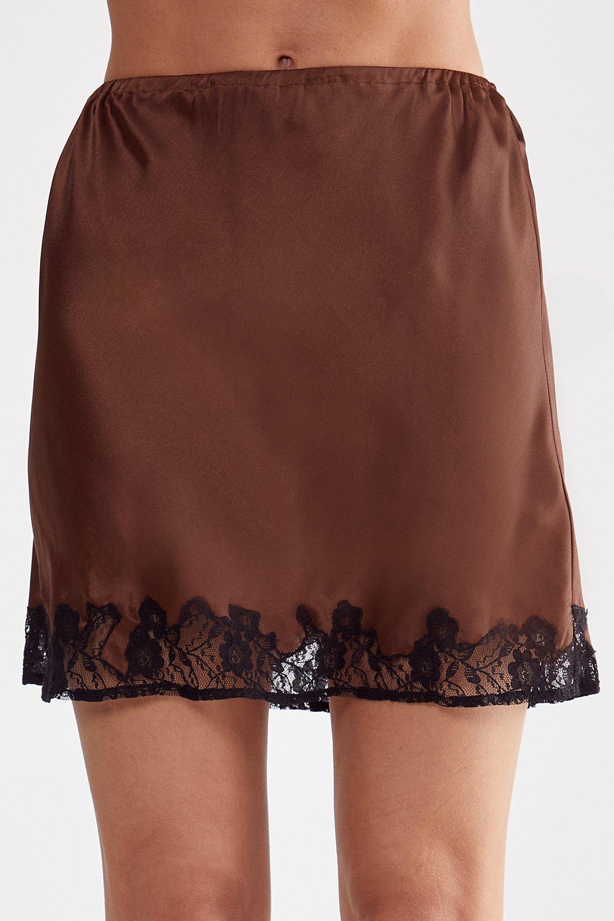 Satin Cutwork Lace Mini Skirt Product Image