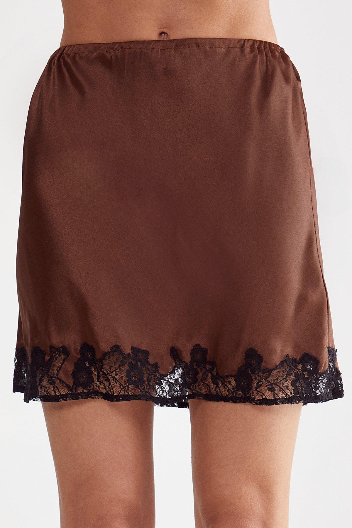 Satin Cutwork Lace Mini Skirt Product Image