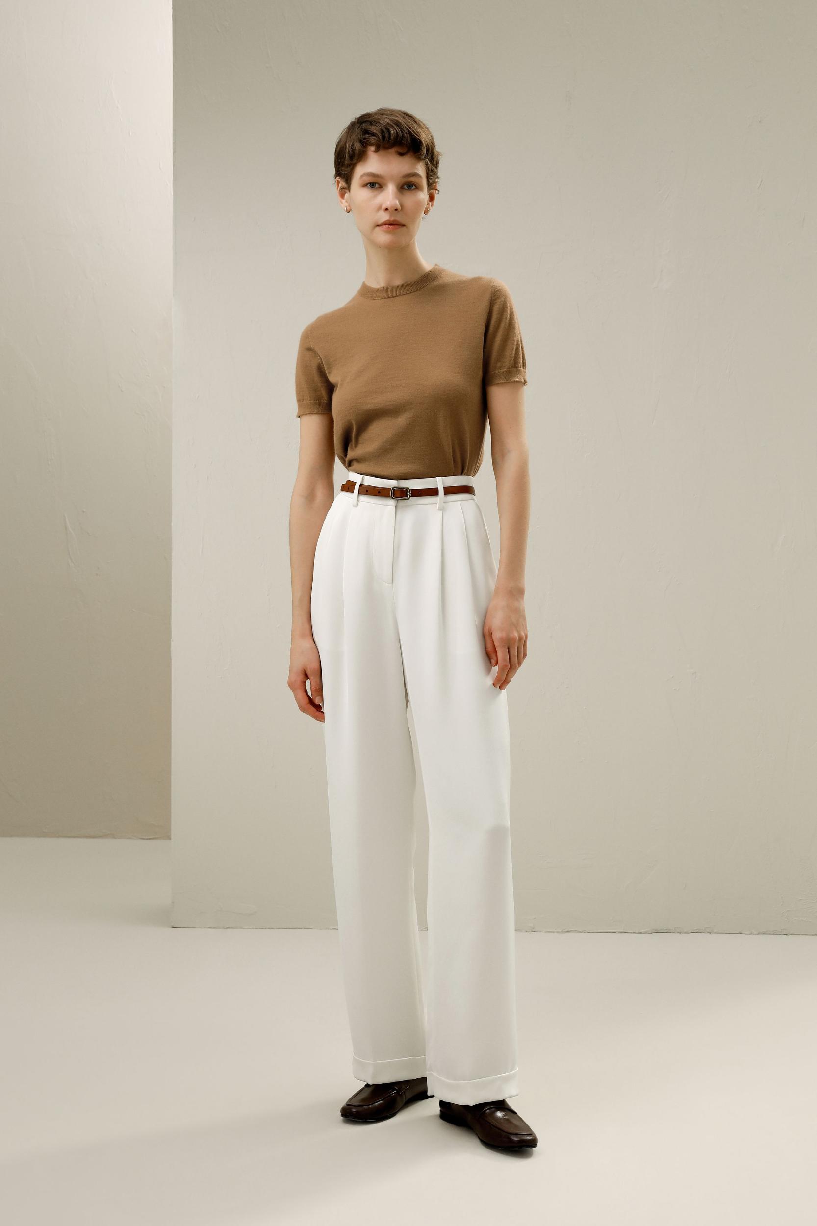 LILYSILK Short Sleeve Cashmere Jumper for Women Black 100% A-Grade Cashmere Soft Round Neck T-Shirt M Product Image