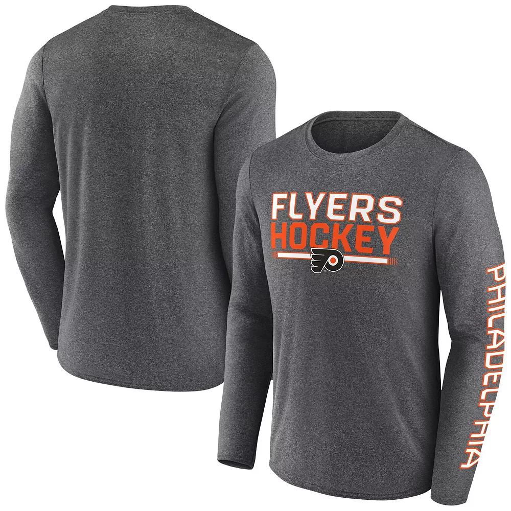 Men's Fanatics Heather Charcoal Philadelphia Flyers Sweep Iconic Synthetic Long Sleeve T-Shirt,  Product Image