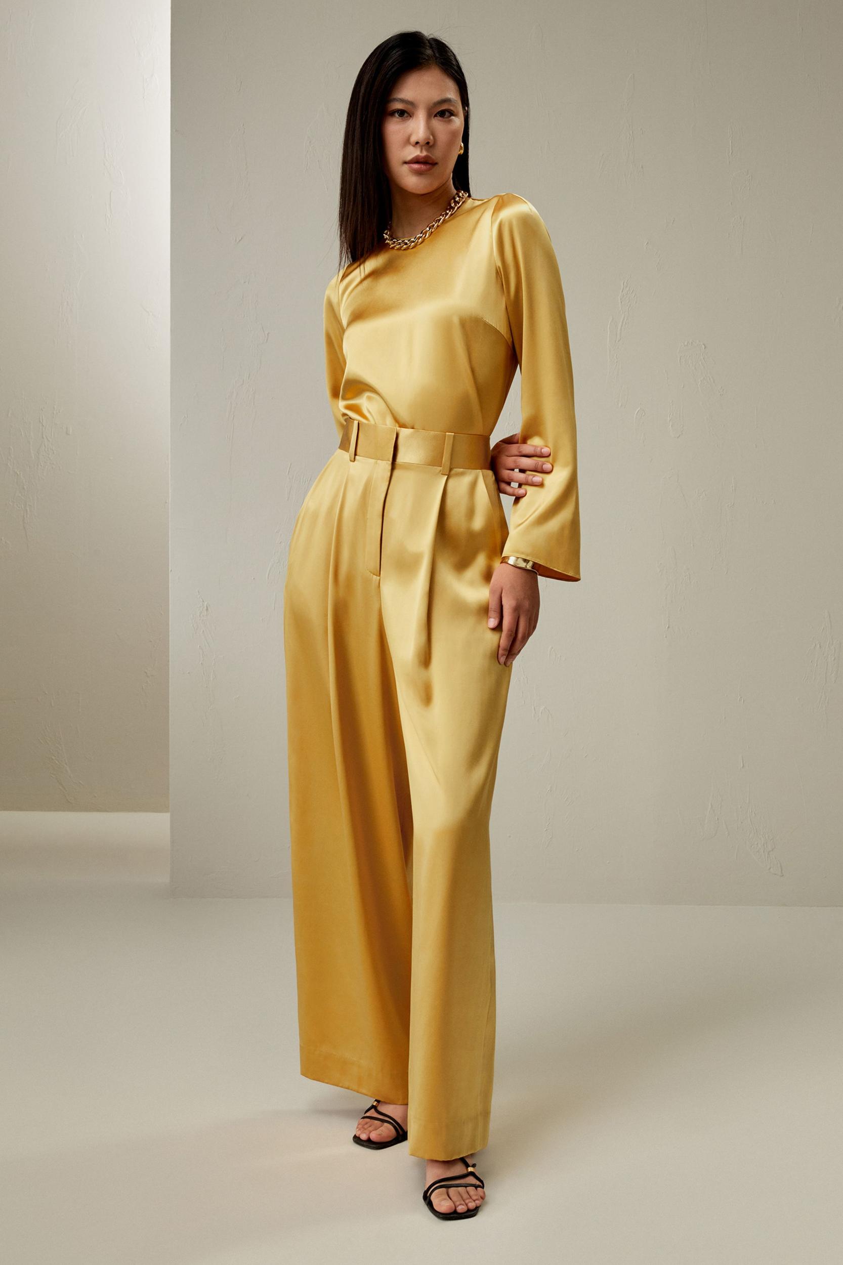 High-Waist Silk Palazzo Pants Product Image