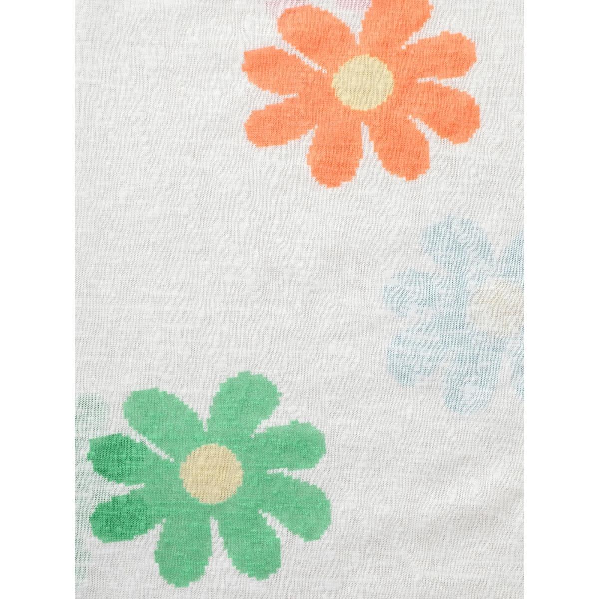 Plus Size Colored Floral V Neck See Through T-Shirt WhiteSmoke Women Playful See through Art&design V-neck Casual T-shirts BloomChic 10/M Product Image