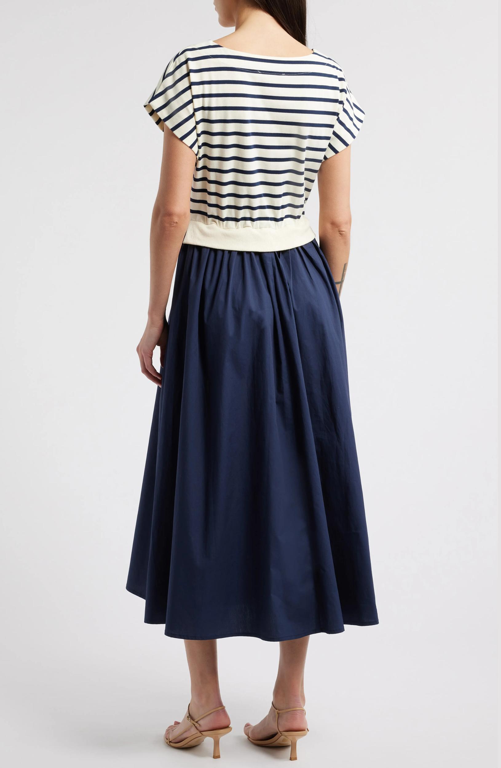 Cotton Striped Midi Dress Product Image