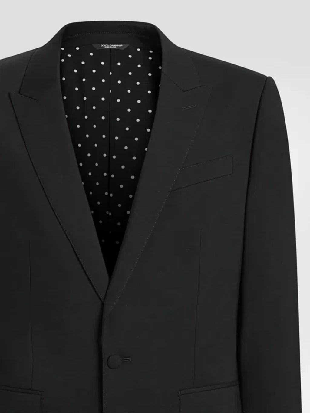 DOLCE & GABBANA Brown Single-breasted Jacket With Peak Revers In Wool Man In Green Product Image