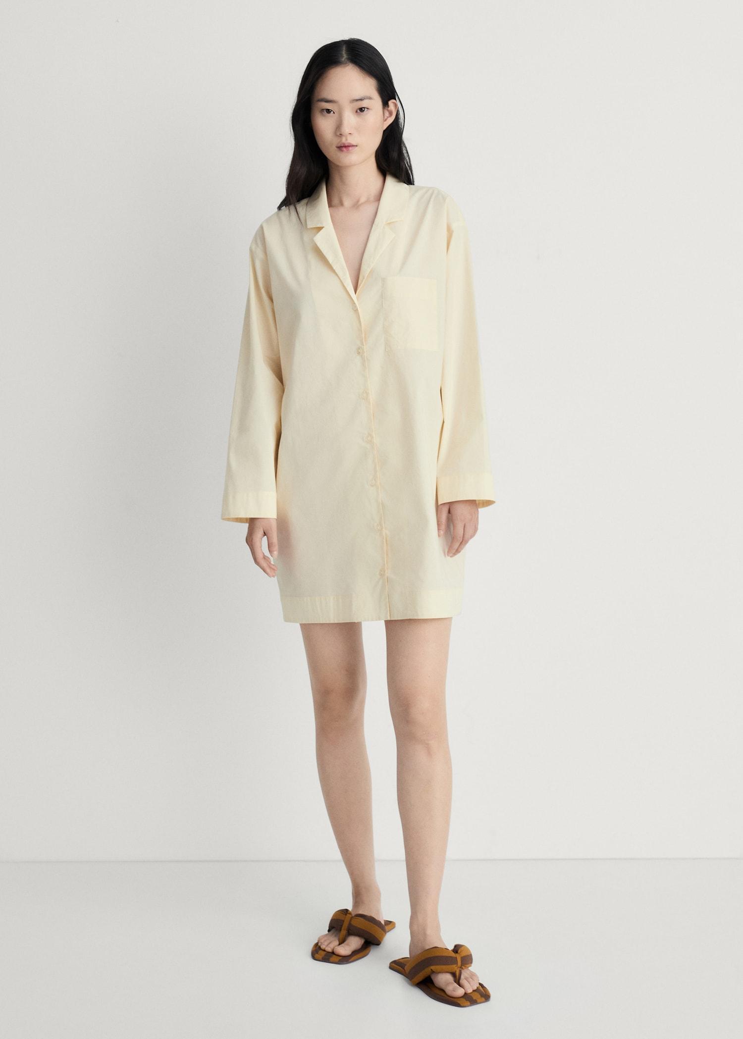 Garment-washed cotton nightgown - Women | MANGO USA Product Image