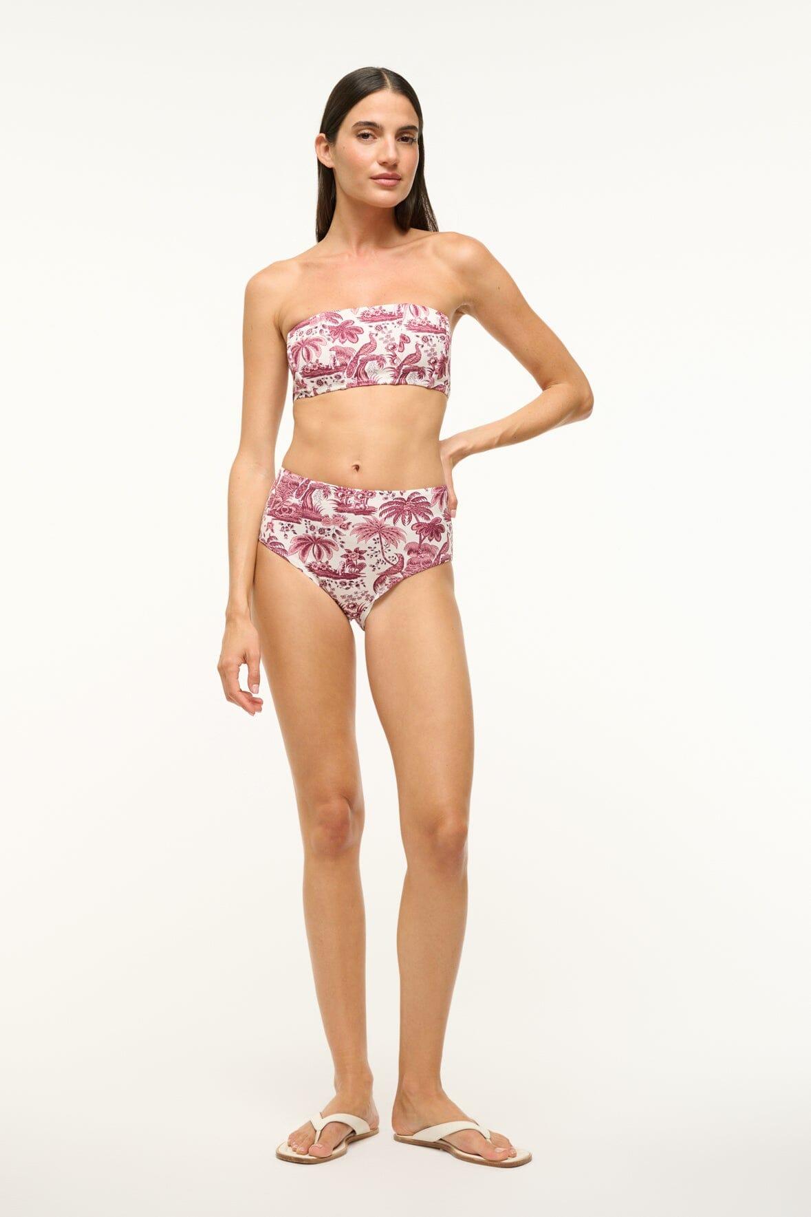 DEVON HIGH RISE BIKINI BOTTOM | BORDEAUX TOILE Product Image