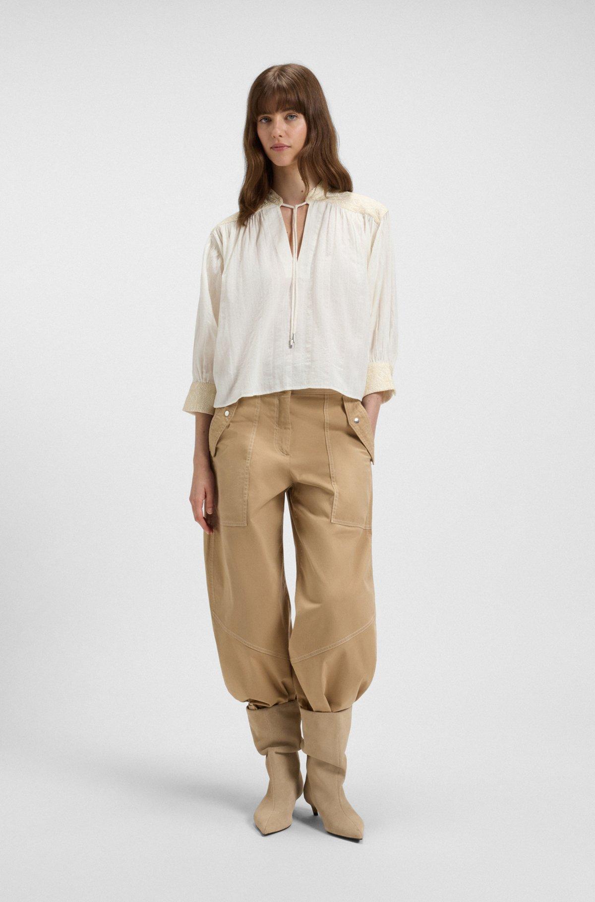 Regular-fit blouse in dobby cotton voile Product Image