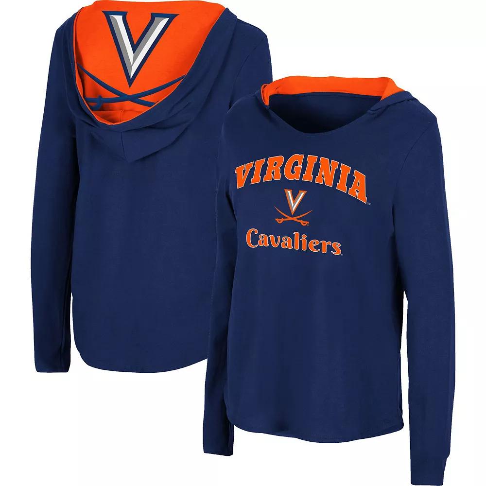 Women's Colosseum Navy Virginia Cavaliers Catalina Hoodie Long Sleeve T-Shirt, Size: Medium, Blue Product Image