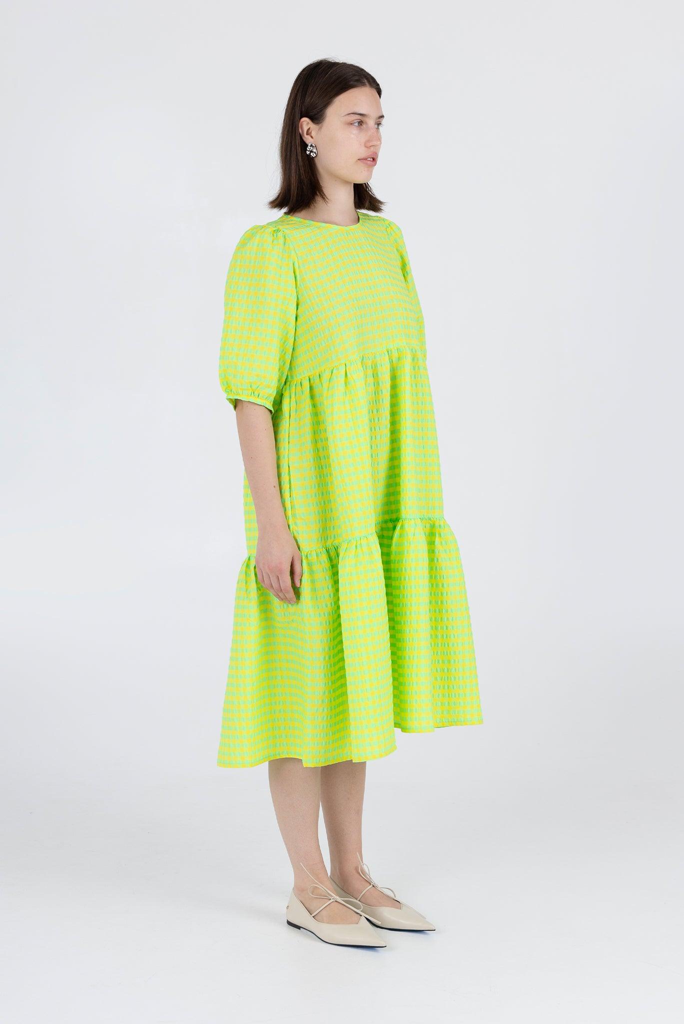 Rosemary Dress - Acid Apple Gingham Product Image