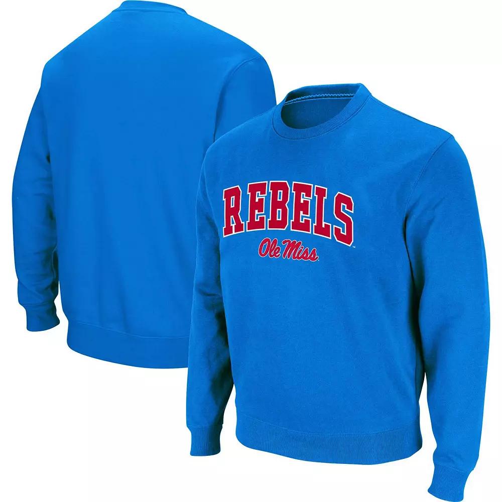 Men's Colosseum Powder Blue Ole Miss Rebels Arch & Logo Pullover Sweatshirt,  Product Image