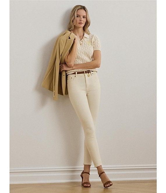 Lauren Ralph Lauren Cable Knit Point Collar Short Sleeve Polo Shirt Product Image