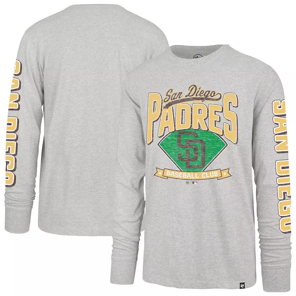 Men's '47 Gray San Diego Padres Fair Ball Franklin Long Sleeve T-Shirt,  Product Image