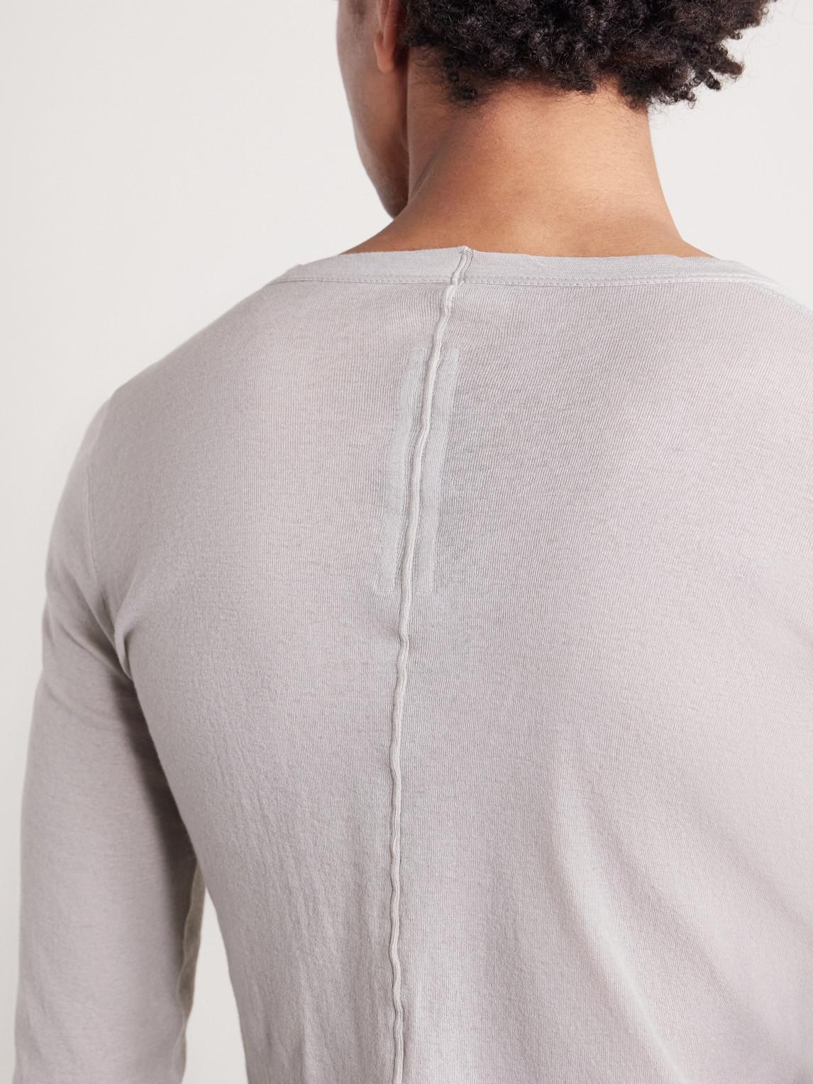 RICK OWENS Ribbed Long Sleeve Silk Blend T-shirt In Milk Product Image