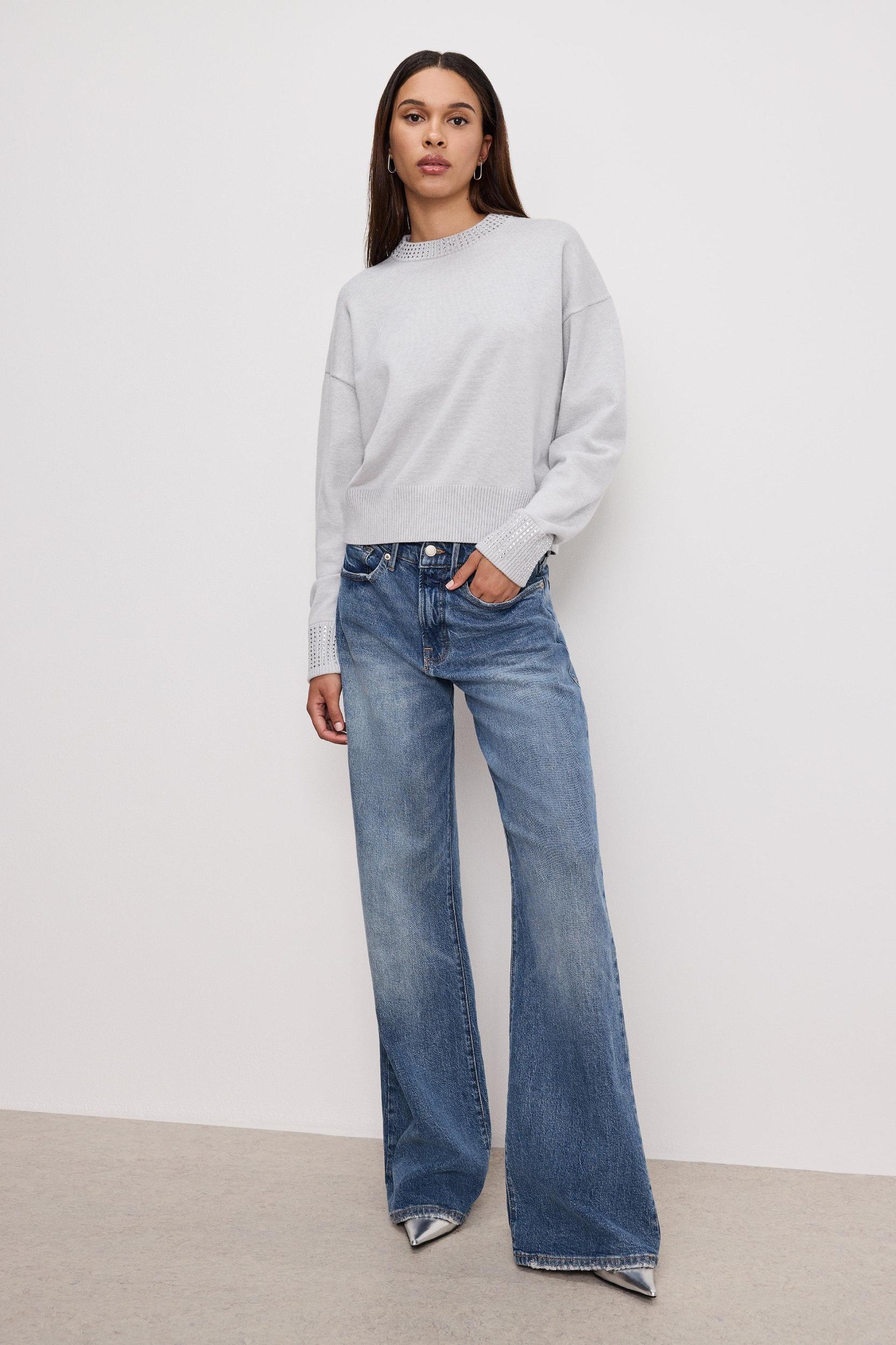 CRYSTAL CREWNECK SWEATER | HEATHER GREY001 Product Image