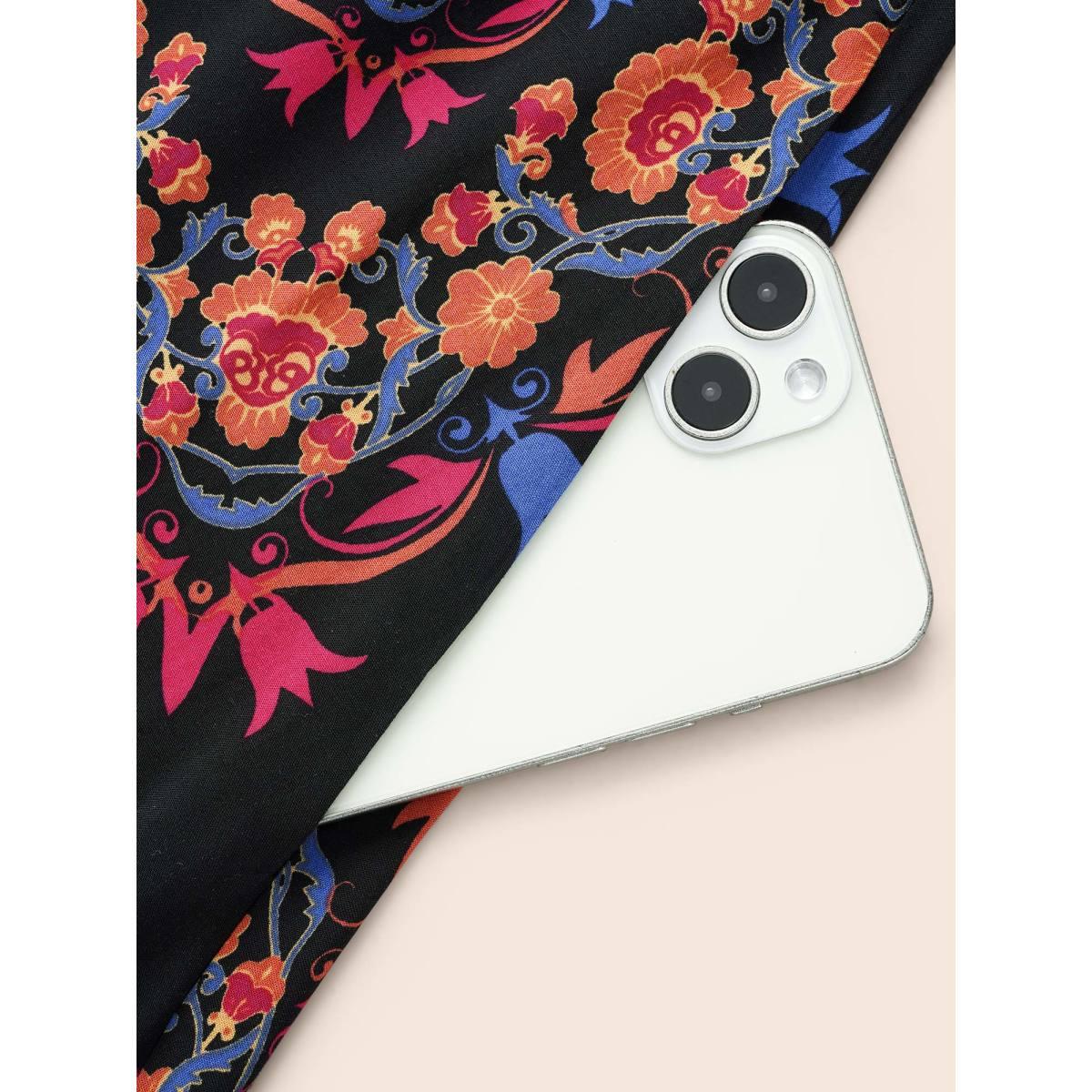 Plus Size Bandana Lantern Sleeve Midi Dress Black Women Resort Gathered V-neck Long Sleeve Curvy BloomChic 28/5X Product Image