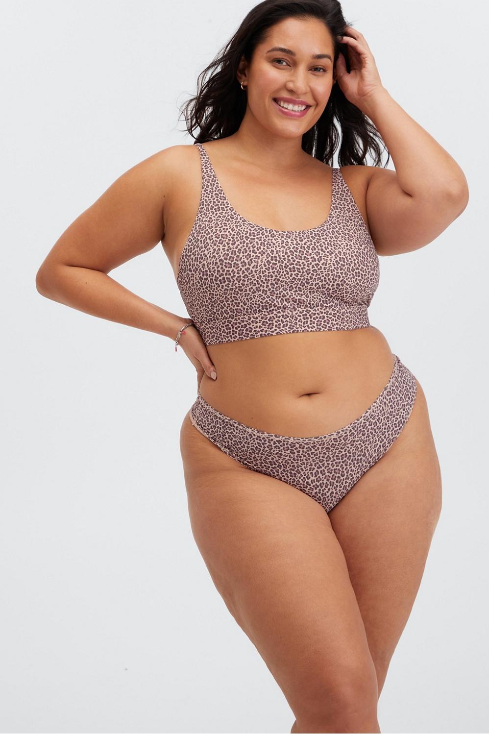 Fabletics Fine Touch Scoop Neck Bralette Womens Dusty Rosette Leopard Spot plus Size 1X Product Image