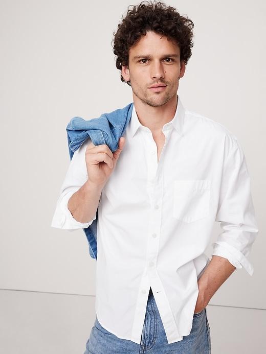 Relaxed-Fit Washed Cotton Poplin Shirt Product Image