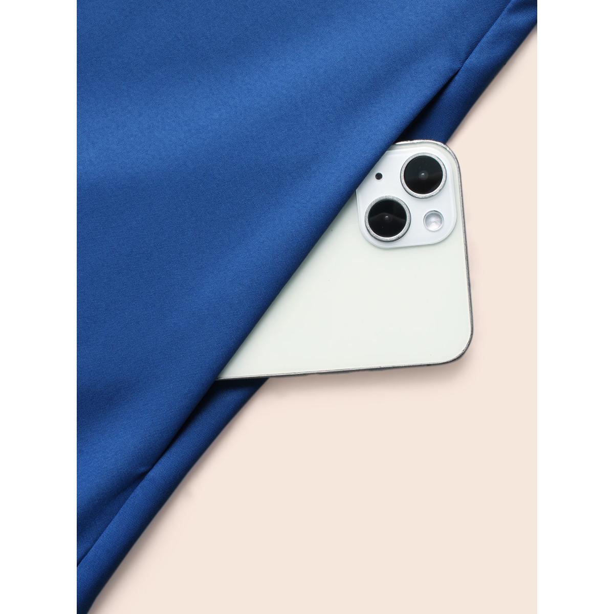 Plus Size Suit Collar Floral Belted Sleeveless Dress DarkBlue Women At the Office Belted Suit Collar Sleeveless Curvy BloomChic 26/4X Product Image